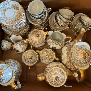 Elegant Gold and White Tea Set